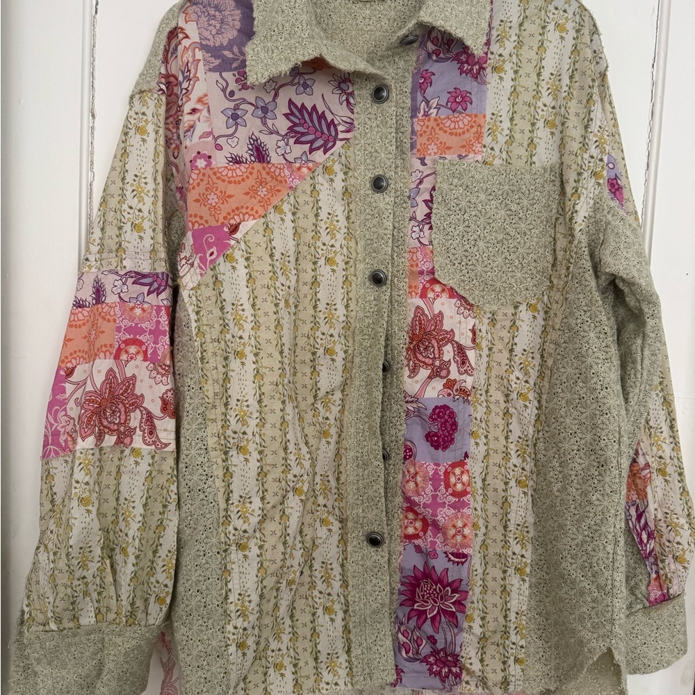 Pol Multicolor Patchwork Button Down Shirt - image 2